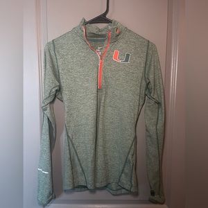 Nike Element Dri Fit University of Miami Long Sleeve Quarter Zip Shirt Size Smal